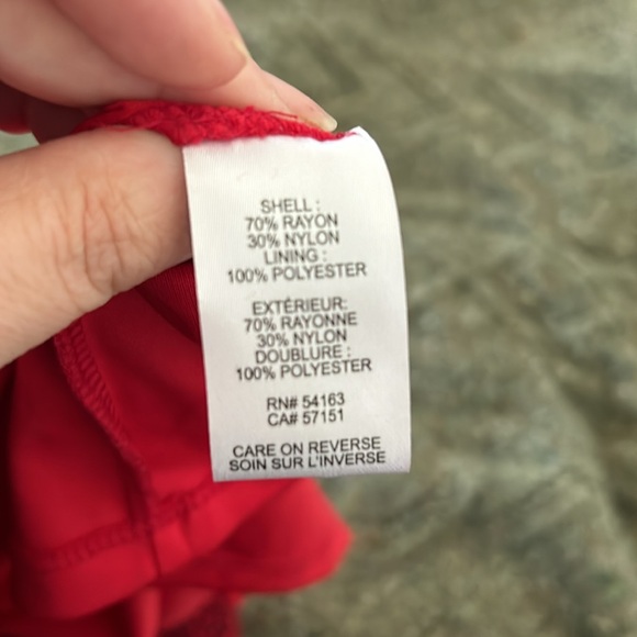 KARL LAGERFELD - Pindot Velvet tie-neck mini dress size 6 red and black - Picture 10 of 10